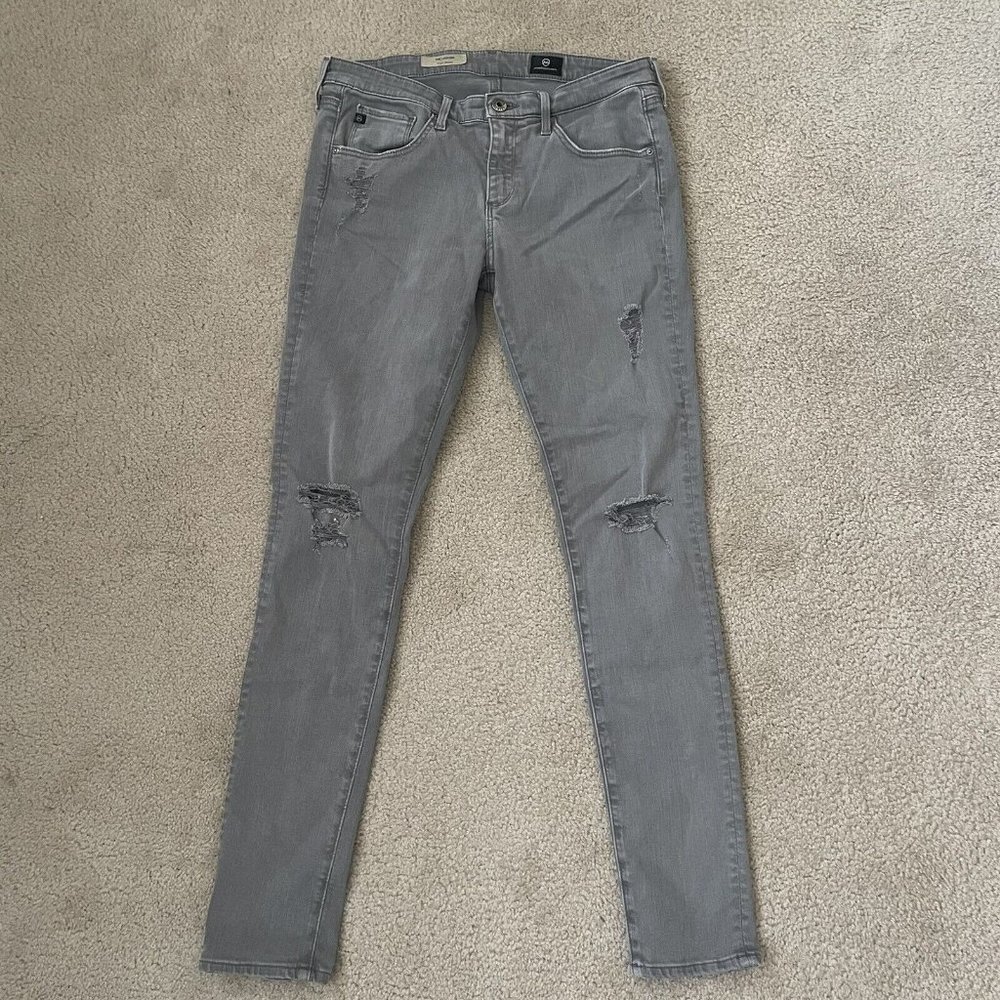 AG Adriano Goldschmied Skinny Jeans Womens 29 Grey Distressed The Legging Denim